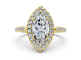 Yellow gold Marquise Cut Diamond Pavé Halo Ring with Four-Prong Setting_36