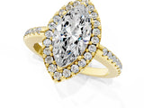Yellow gold Marquise Cut Diamond Pavé Halo Ring with Four-Prong Setting_37