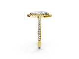 Yellow gold Marquise Cut Diamond Pavé Halo Ring with Four-Prong Setting_38