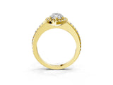 Yellow gold Marquise Cut Diamond Pavé Halo Ring with Four-Prong Setting_39
