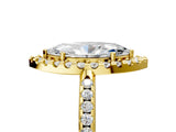 Yellow gold Marquise Cut Diamond Pavé Halo Ring with Four-Prong Setting_41