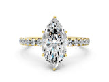 Yellow gold Marquise Cut Diamond Pavé Solitaire Engagement Ring with Four-Prong Setting_95