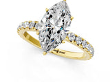 Yellow gold Marquise Cut Diamond Pavé Solitaire Engagement Ring with Four-Prong Setting_96