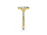 Yellow gold Marquise Cut Diamond Pavé Solitaire Engagement Ring with Four-Prong Setting_97