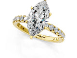 Yellow gold Marquise Cut Diamond Pavé Solitaire Ring with Round Band and Prong Setting_13