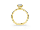 Yellow gold Marquise Cut Diamond Pavé Solitaire Ring with Round Band and Prong Setting_15