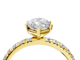 Yellow gold Marquise Cut Diamond Pavé Solitaire Ring with Round Band and Prong Setting_16