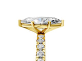 Yellow gold Marquise Cut Diamond Pavé Solitaire Ring with Round Band and Prong Setting_17