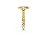 Yellow gold Marquise Cut Diamond Pavé Solitaire Ring with Round Band and Prong Setting_26
