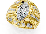 Yellow gold Marquise Cut Diamond Pave Art Deco Split Shank Ring with Four-Prong Setting_22