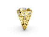 Yellow gold Marquise Cut Diamond Pave Art Deco Split Shank Ring with Four-Prong Setting_23