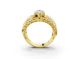 Yellow gold Marquise Cut Diamond Pave Art Deco Split Shank Ring with Four-Prong Setting_24