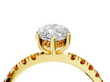 Yellow gold Marquise Cut Diamond Pave Band Solitaire Ring with Round with Citrine side stone and Prong Setting_4