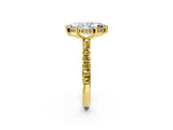 Yellow gold Marquise Cut Diamond Pave Band Solitaire Ring with Round with Yellow Sapphire side stone and Prong Setting_14