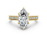 Yellow gold Marquise Cut Diamond Pave Band with Four-Prong Setting_37