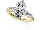 Yellow gold Marquise Cut Diamond Ring with Baguette Side Stones, Channel Set Band, and Four-Prong Setting_26