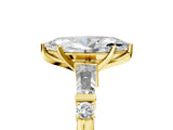 Yellow gold Marquise Cut Diamond Ring with Baguette Side Stones, Channel Set Band, and Four-Prong Setting_30