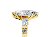 Yellow gold Marquise Cut Diamond Ring with Baguette Side Stones, Channel Set Band, and Four-Prong Setting_47