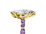 Yellow gold Marquise Cut Diamond Ring with Marquise and Round with Amethyst side stone Side Stones and Four-Prong Setting_29