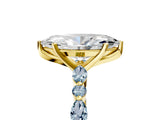 Yellow gold Marquise Cut Diamond Ring with Marquise and Round with Aquamarine side stone Side Stones and Four-Prong Setting_17