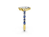 Yellow gold Marquise Cut Diamond Ring with Marquise and Round with Blue Sapphire side stone Side Stones and Four-Prong Setting_50