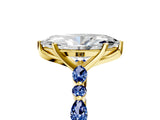 Yellow gold Marquise Cut Diamond Ring with Marquise and Round with Blue Sapphire side stone Side Stones and Four-Prong Setting_53