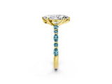 Yellow gold Marquise Cut Diamond Ring with Marquise and Round with Blue Topaz side stone Side Stones and Four-Prong Setting_26
