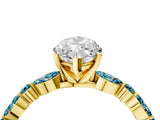 Yellow gold Marquise Cut Diamond Ring with Marquise and Round with Blue Topaz side stone Side Stones and Four-Prong Setting_28