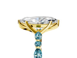 Yellow gold Marquise Cut Diamond Ring with Marquise and Round with Blue Topaz side stone Side Stones and Four-Prong Setting_29