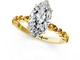 Yellow gold Marquise Cut Diamond Ring with Marquise and Round with Citrine side stone Side Stones and Four-Prong Setting_13