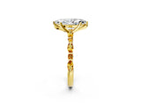 Yellow gold Marquise Cut Diamond Ring with Marquise and Round with Citrine side stone Side Stones and Four-Prong Setting_14