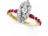 Yellow gold Marquise Cut Diamond Ring with Marquise and Round with Garnet side stone Side Stones and Four-Prong Setting_25