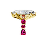 Yellow gold Marquise Cut Diamond Ring with Marquise and Round with Garnet side stone Side Stones and Four-Prong Setting_29