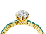 Yellow gold Marquise Cut Diamond Ring with Marquise and Round with Green Sapphire side stone Side Stones and Four-Prong Setting_16