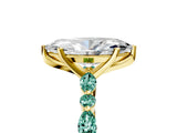Yellow gold Marquise Cut Diamond Ring with Marquise and Round with Green Sapphire side stone Side Stones and Four-Prong Setting_17