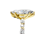 Yellow gold Marquise Cut Diamond Ring with Marquise and Round with Moissanite side stone Side Stones and Four-Prong Setting_65