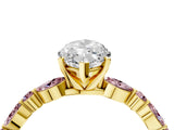 Yellow gold Marquise Cut Diamond Ring with Marquise and Round with Morganite side stone Side Stones and Four-Prong Setting_28