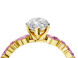 Yellow gold Marquise Cut Diamond Ring with Marquise and Round with Pink Sapphire side stone Side Stones and Four-Prong Setting_16