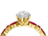 Yellow gold Marquise Cut Diamond Ring with Marquise and Round with Ruby side stone Side Stones and Four-Prong Setting_40