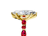 Yellow gold Marquise Cut Diamond Ring with Marquise and Round with Ruby side stone Side Stones and Four-Prong Setting_41