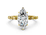 Yellow gold Marquise Cut Diamond Ring with Marquise and Round with Yellow Sapphire side stone Side Stones and Four-Prong Setting_24