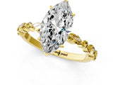 Yellow gold Marquise Cut Diamond Ring with Marquise and Round with Yellow Sapphire side stone Side Stones and Four-Prong Setting_25