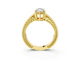Yellow gold Marquise Cut Diamond Ring with Milgrain Pavé Band and Four-Prong Setting_28