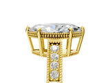 Yellow gold Marquise Cut Diamond Ring with Milgrain Pavé Band and Four-Prong Setting_30