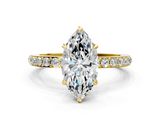 Yellow gold Marquise Cut Diamond Ring with Pavé Band and Four-Prong Setting_55