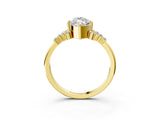 Yellow gold Marquise Cut Diamond Ring with Side Stones and Four-Prong Setting_101