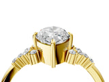 Yellow gold Marquise Cut Diamond Ring with Side Stones and Four-Prong Setting_102