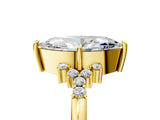 Yellow gold Marquise Cut Diamond Ring with Side Stones and Four-Prong Setting_103