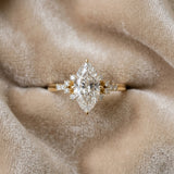 Yellow gold Marquise Cut Diamond Ring with Side Stones and Four-Prong Setting_113