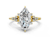 Yellow gold Marquise Cut Diamond Ring with Side Stones and Four-Prong Setting_98